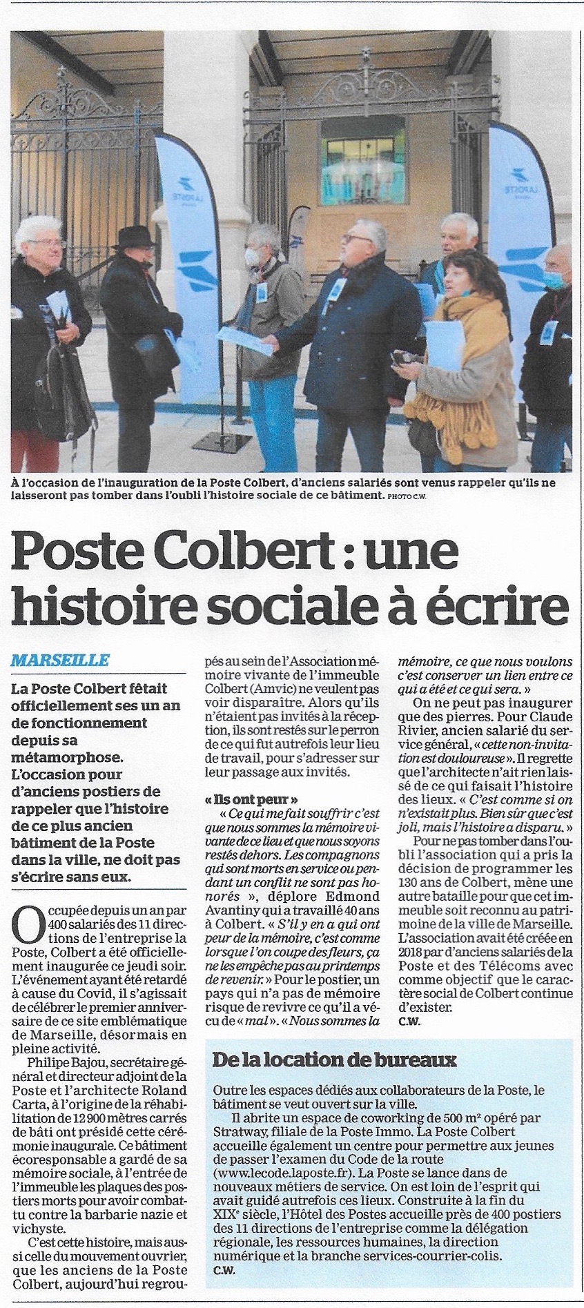 Immeuble Colbert: une histoire sociale à écrire, La Marseillaise du 03 décembre&nbsp;2021.